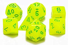 Chessex: Vortex Electric Yellow w/Green 7-Die Set | Tacoma Games