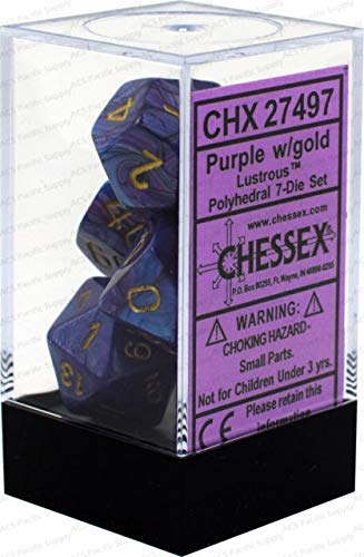 Chessex: Lustrous Purple w/Gold 7-Die Set | Tacoma Games