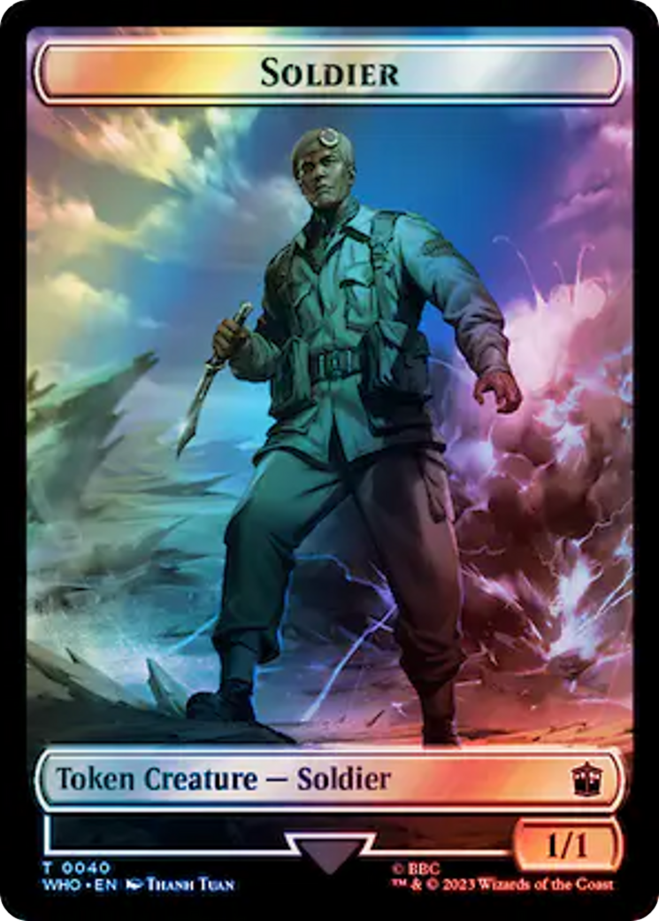 Soldier // Mark of the Rani Double-Sided Token (Surge Foil) [Doctor Who Tokens] | Tacoma Games