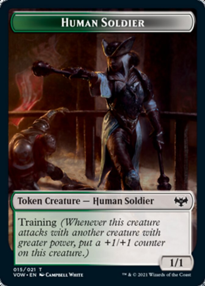 Zombie (008) // Human Soldier Double-sided Token [Innistrad: Crimson Vow Tokens] | Tacoma Games