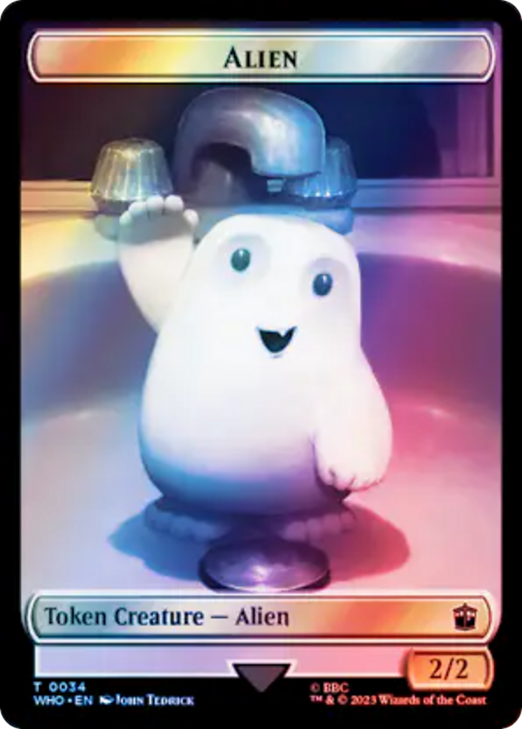 Alien // Cyberman Double-Sided Token (Surge Foil) [Doctor Who Tokens] | Tacoma Games