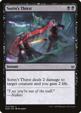 Sorin's Thirst [War of the Spark] | Tacoma Games