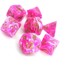 Chessex: Vortex Pink w/Gold 7-Die Set | Tacoma Games