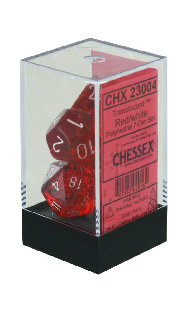 Chessex: Translucent Orange w/White 7-Die Set | Tacoma Games