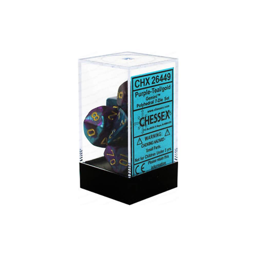 Chessex: Gemini Purple Teal w/Gold 7-Die Set | Tacoma Games
