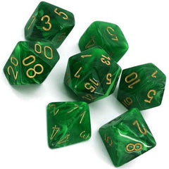 Chessex: Vortex Green w/Gold 7-Die Set | Tacoma Games