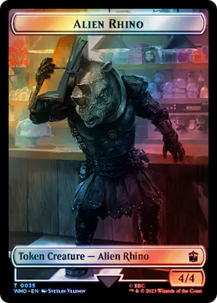 Alien Rhino // Treasure (0061) Double-Sided Token (Surge Foil) [Doctor Who Tokens] | Tacoma Games