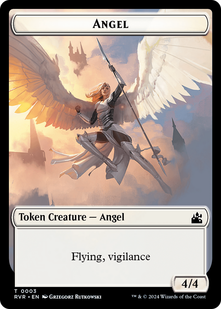 Elf Knight // Angel (0003) Double-Sided Token [Ravnica Remastered Tokens] | Tacoma Games