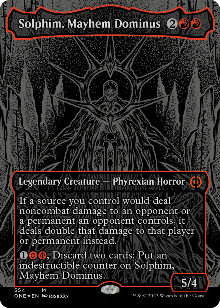 Solphim, Mayhem Dominus (Oil Slick Raised Foil) [Phyrexia: All Will Be One] | Tacoma Games