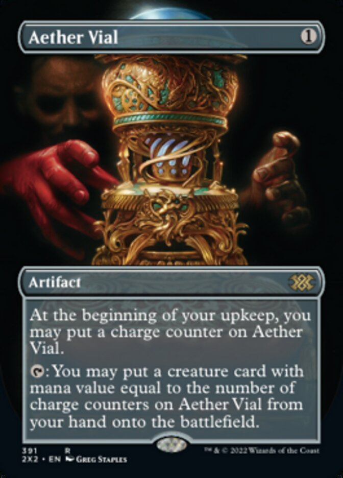 Aether Vial (Borderless Alternate Art) [Double Masters 2022] | Tacoma Games