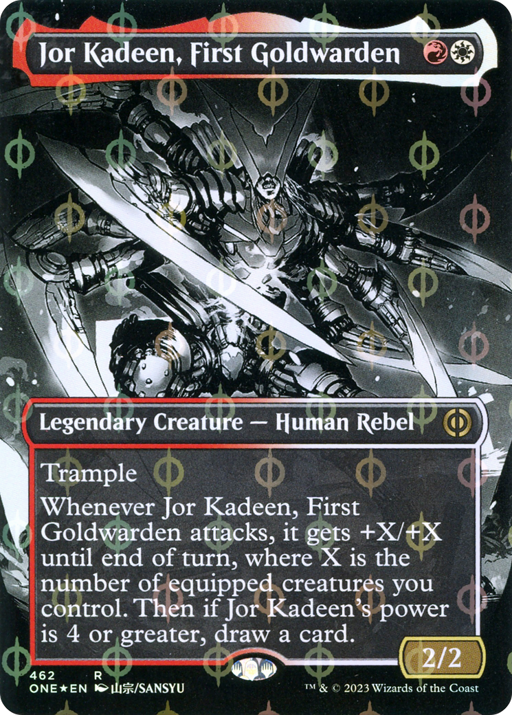 Jor Kadeen, First Goldwarden (Borderless Manga Step-and-Compleat Foil) [Phyrexia: All Will Be One] | Tacoma Games