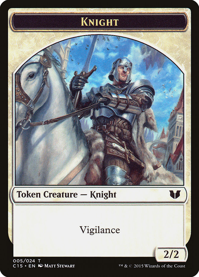 Gold // Knight (005) Double-Sided Token [Commander 2015 Tokens] | Tacoma Games