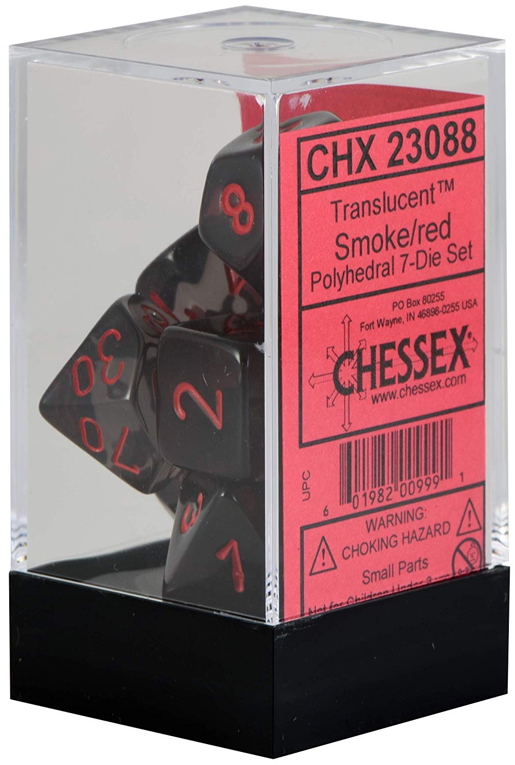 Chessex: Translucent Smoke w/Red 7-Die Set | Tacoma Games