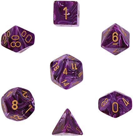 Chessex: Vortex Purple w/Gold 7-Die Set | Tacoma Games