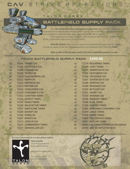 CAV:SO Battlefield Supply Pack | Tacoma Games