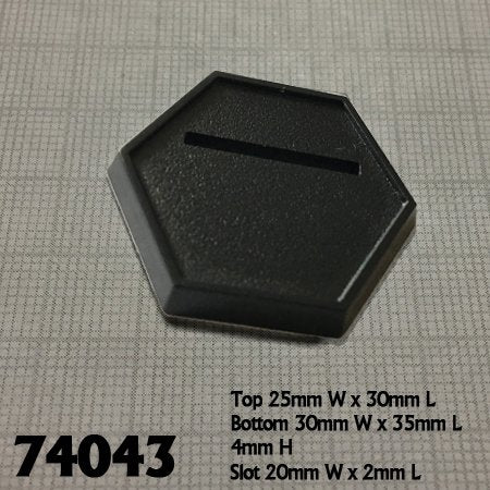 1 Inch Black Slotted Hex Gaming Base (20) | Tacoma Games