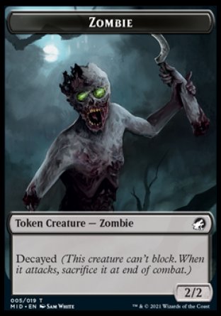 Zombie (005) // Clue Double-sided Token [Innistrad: Midnight Hunt Tokens] | Tacoma Games