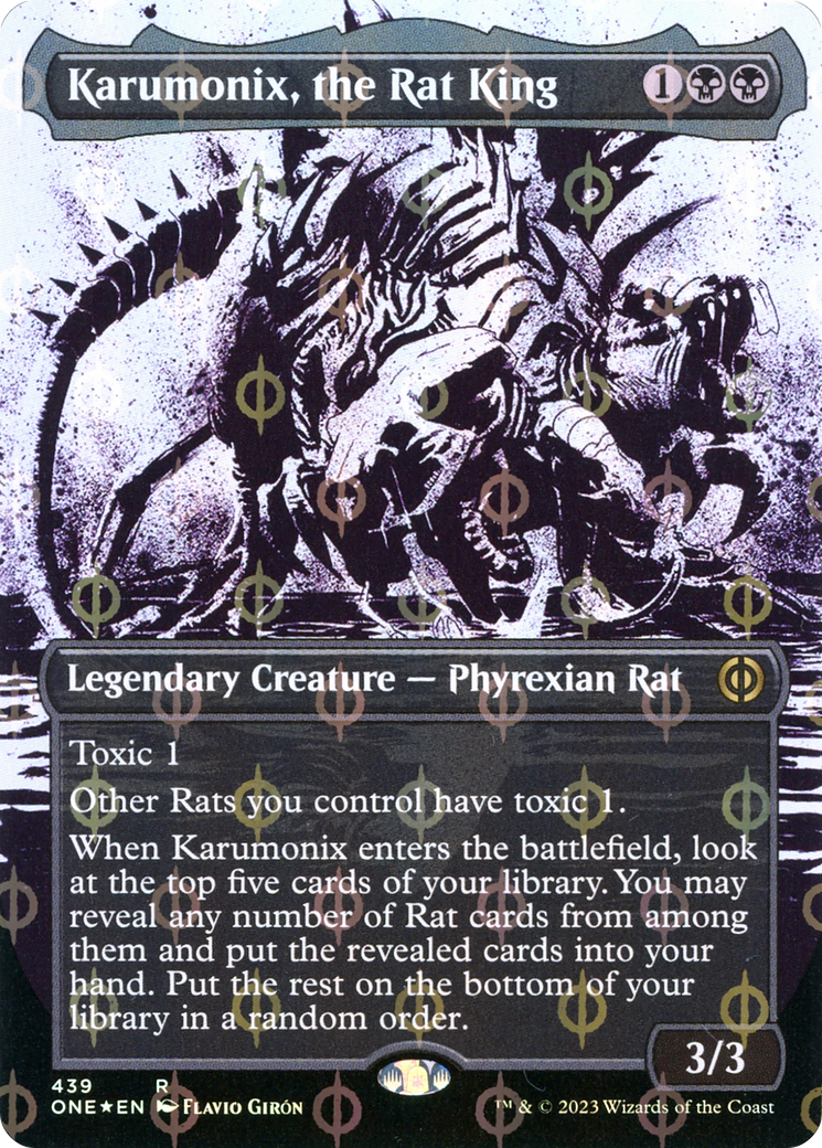 Karumonix, the Rat King (Borderless Ichor Step-and-Compleat Foil) [Phyrexia: All Will Be One] | Tacoma Games