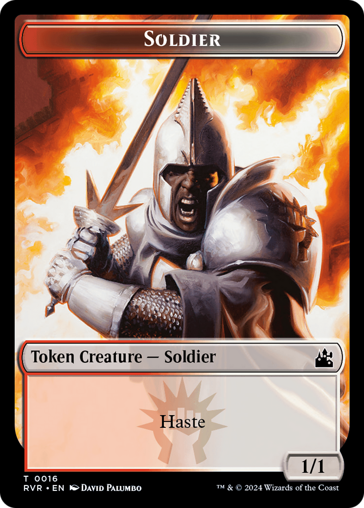 Elf Knight // Soldier Double-Sided Token [Ravnica Remastered Tokens] | Tacoma Games