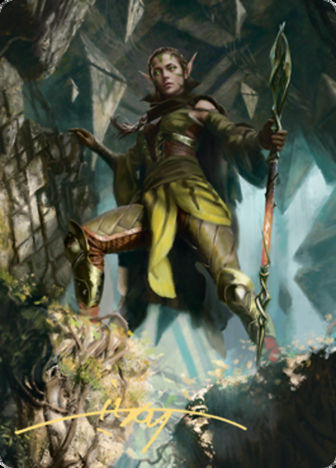 Nissa of Shadowed Boughs 1 Art Card (Gold-Stamped Signature) [Zendikar Rising Art Series] | Tacoma Games