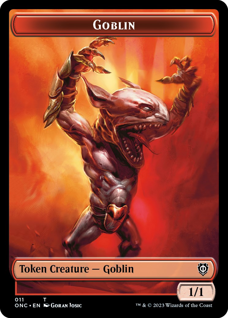 Rebel // Goblin Double-Sided Token [Phyrexia: All Will Be One Commander Tokens] | Tacoma Games