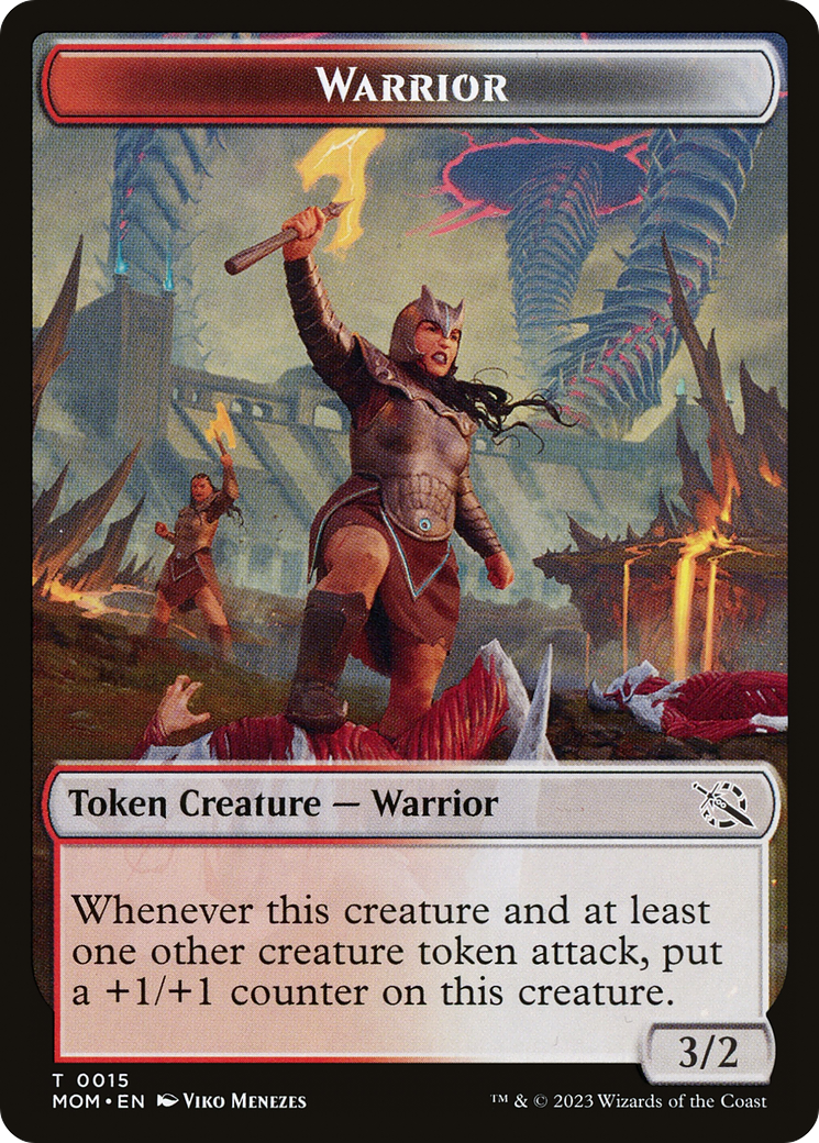 Warrior // Wrenn and Realmbreaker Emblem Double-Sided Token [March of the Machine Tokens] | Tacoma Games