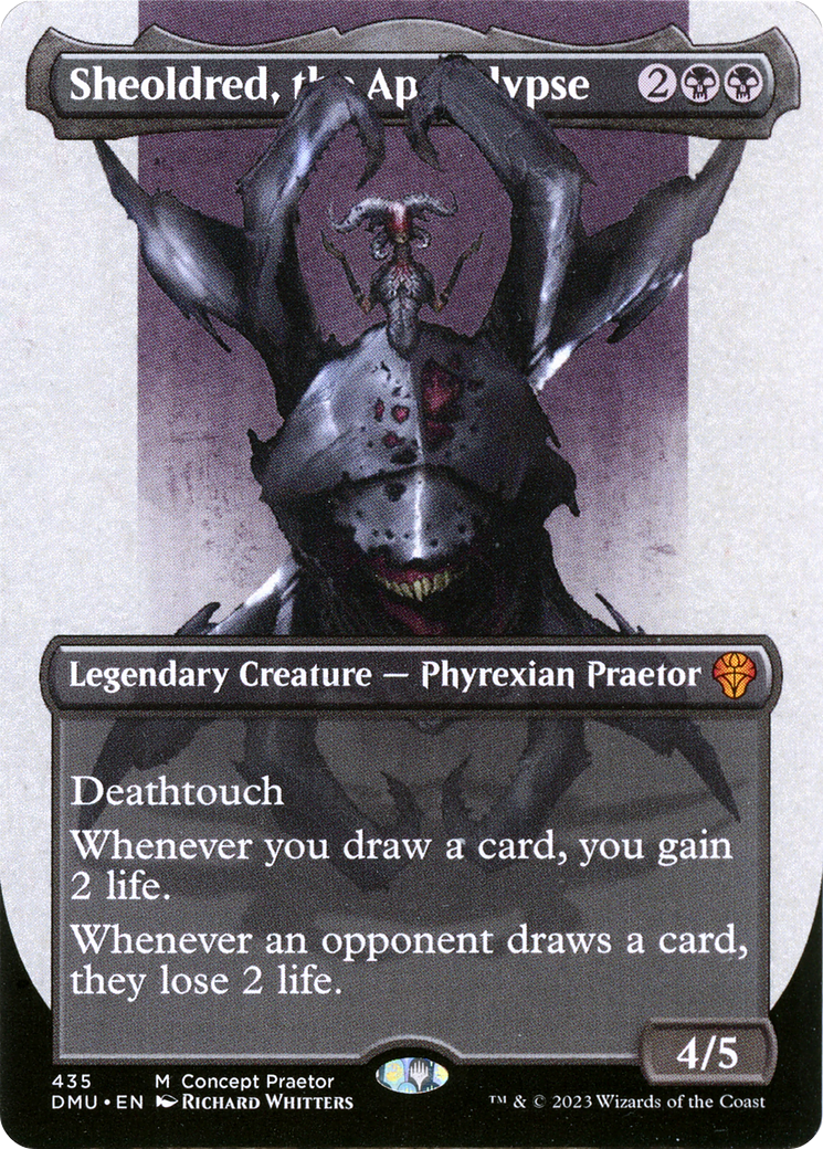 Sheoldred, the Apocalypse (Borderless Concept Praetors) [Phyrexia: All Will Be One] | Tacoma Games