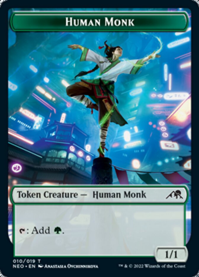 Spirit (002) // Human Monk Double-sided Token [Kamigawa: Neon Dynasty Tokens] | Tacoma Games