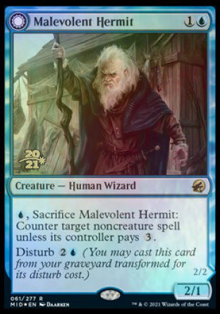 Malevolent Hermit // Benevolent Geist [Innistrad: Midnight Hunt Prerelease Promos] | Tacoma Games