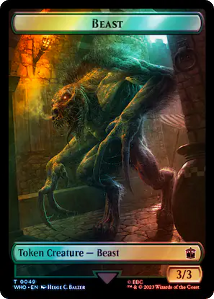 Soldier // Beast Double-Sided Token (Surge Foil) [Doctor Who Tokens] | Tacoma Games