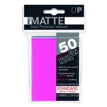 UltraPRO 50ct Pro-Matte Bright Pink Standard Deck Protectors | Tacoma Games