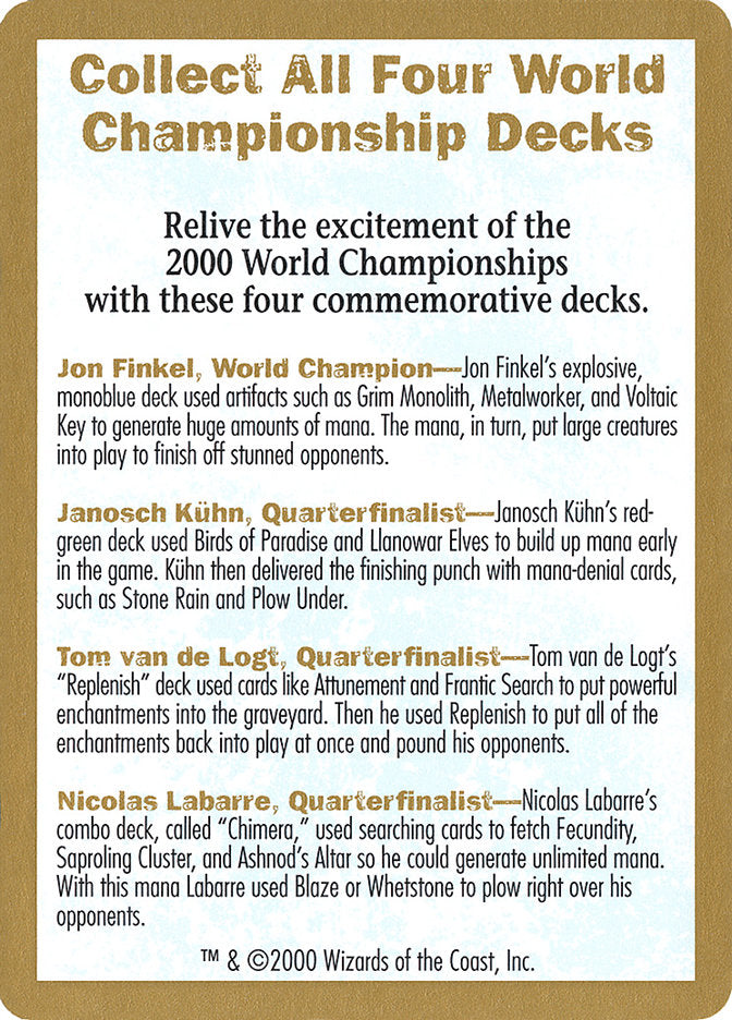 2000 World Championships Ad [World Championship Decks 2000] | Tacoma Games
