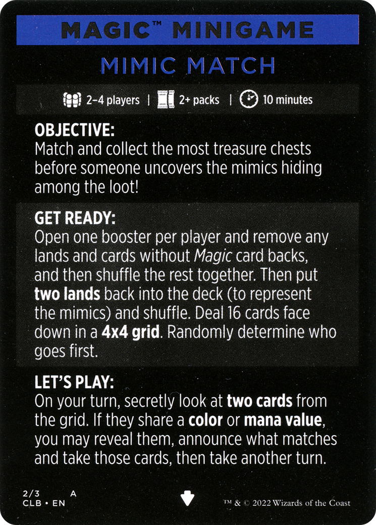 Mimic Match (Magic Minigame) [Commander Legends: Battle for Baldur's Gate Minigame] | Tacoma Games