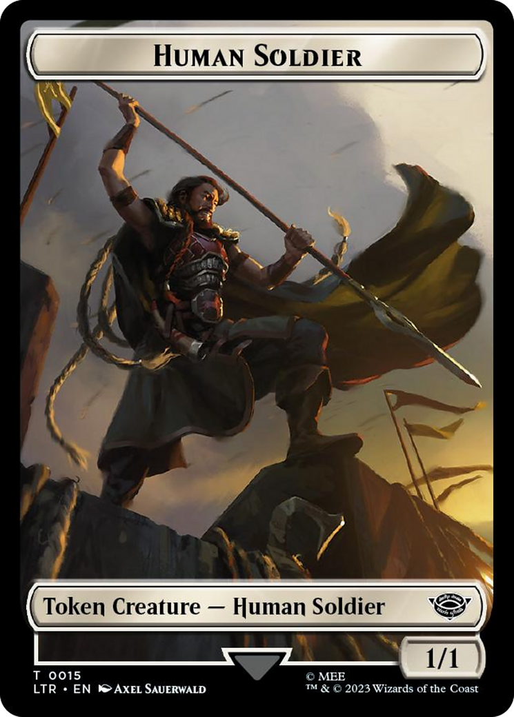 Human Soldier (0015) // Food (0023) Double-Sided Token (Surge Foil) [The Lord of the Rings: Tales of Middle-Earth Tokens] | Tacoma Games