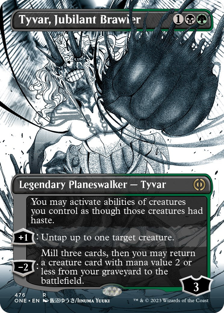 Tyvar, Jubilant Brawler (Borderless Manga Step-and-Compleat Foil) [Phyrexia: All Will Be One] | Tacoma Games
