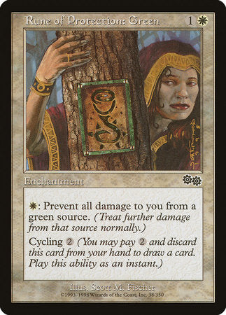 Rune of Protection: Green [Urza's Saga] | Tacoma Games