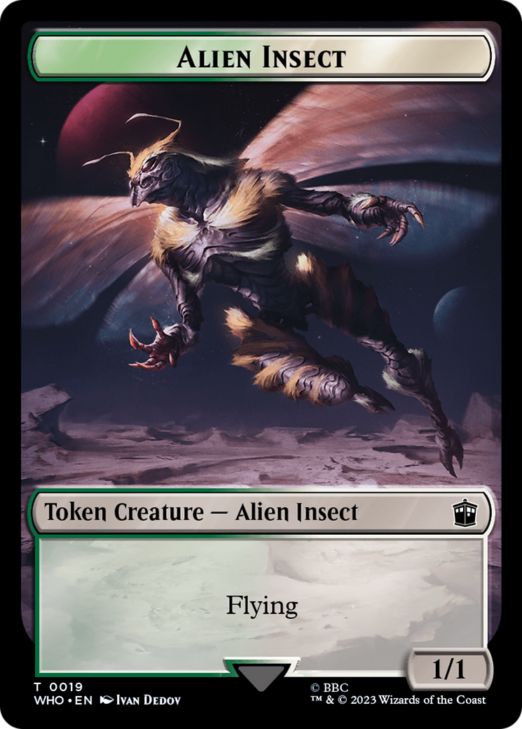 Fish // Alien Insect Double-Sided Token [Doctor Who Tokens] | Tacoma Games