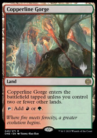 Copperline Gorge (Promo Pack) [Phyrexia: All Will Be One Promos] | Tacoma Games