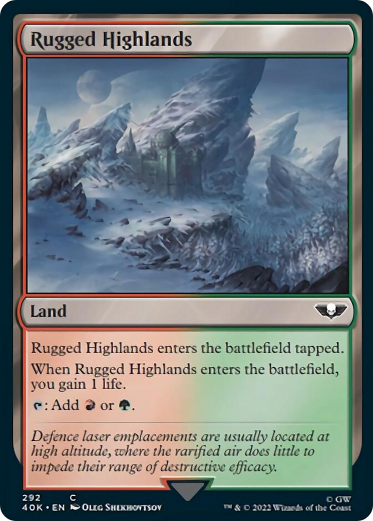 Rugged Highlands (Surge Foil) [Universes Beyond: Warhammer 40,000] | Tacoma Games