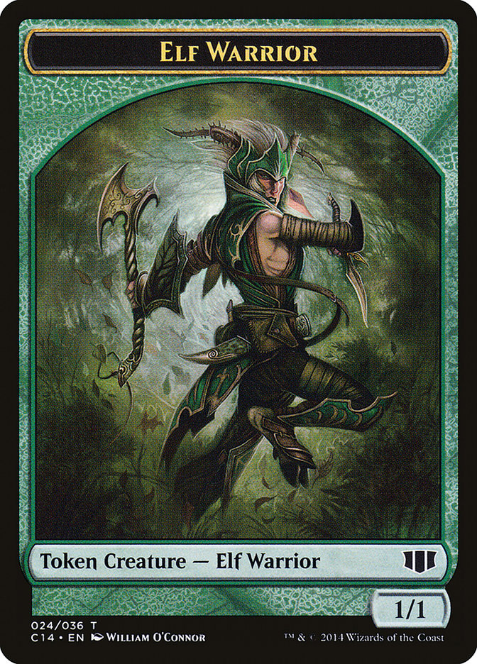 Elephant // Elf Warrior Double-sided Token [Commander 2014 Tokens] | Tacoma Games