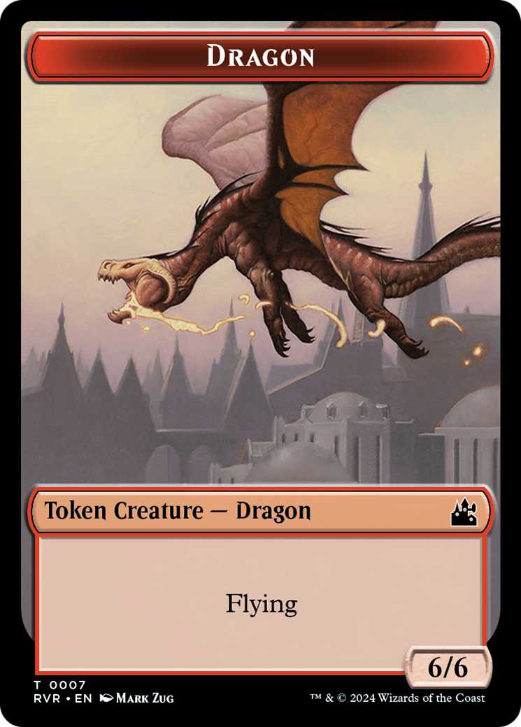 Spirit (0018) // Dragon Double-Sided Token [Ravnica Remastered Tokens] | Tacoma Games