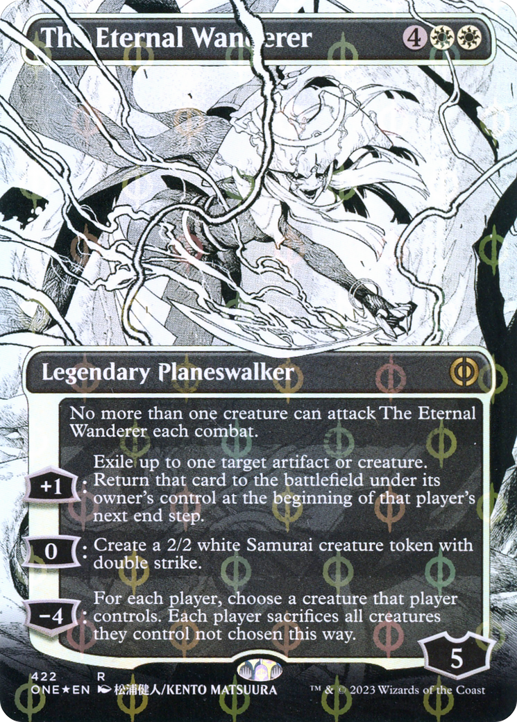 The Eternal Wanderer (Borderless Manga Step-and-Compleat Foil) [Phyrexia: All Will Be One] | Tacoma Games