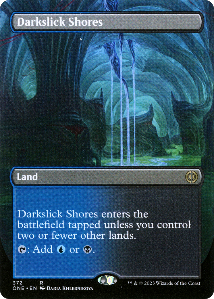 Darkslick Shores (Borderless Alternate Art) [Phyrexia: All Will Be One] | Tacoma Games