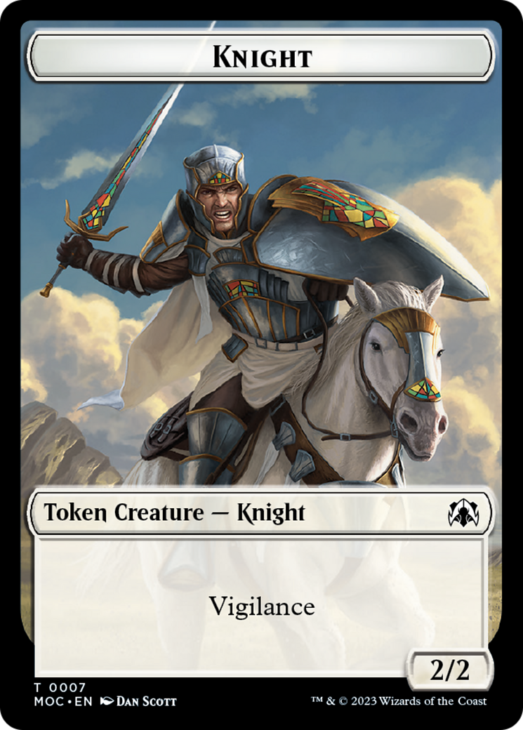 Knight (7) // Spirit (14) Double-Sided Token [March of the Machine Commander Tokens] | Tacoma Games