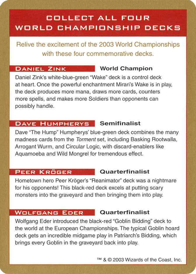 2003 World Championships Ad [World Championship Decks 2003] | Tacoma Games