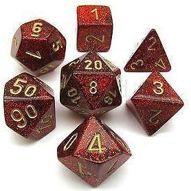 Chessex: Glitter Ruby Gold 7-Die Set | Tacoma Games