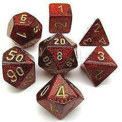 Chessex: Glitter Ruby Gold 7-Die Set | Tacoma Games