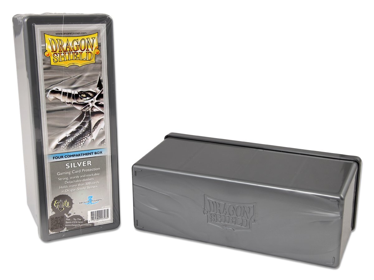 Dragon Shield Four Compartment Box – Silver | Tacoma Games