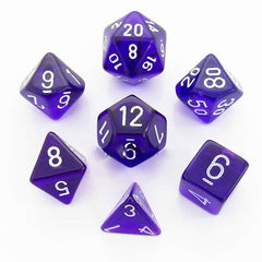 Chessex: Translucent Purple w/White 7-Die Set | Tacoma Games