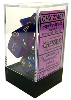 Chessex: Borealis Royal Purple w/Gold 7-Die Set | Tacoma Games